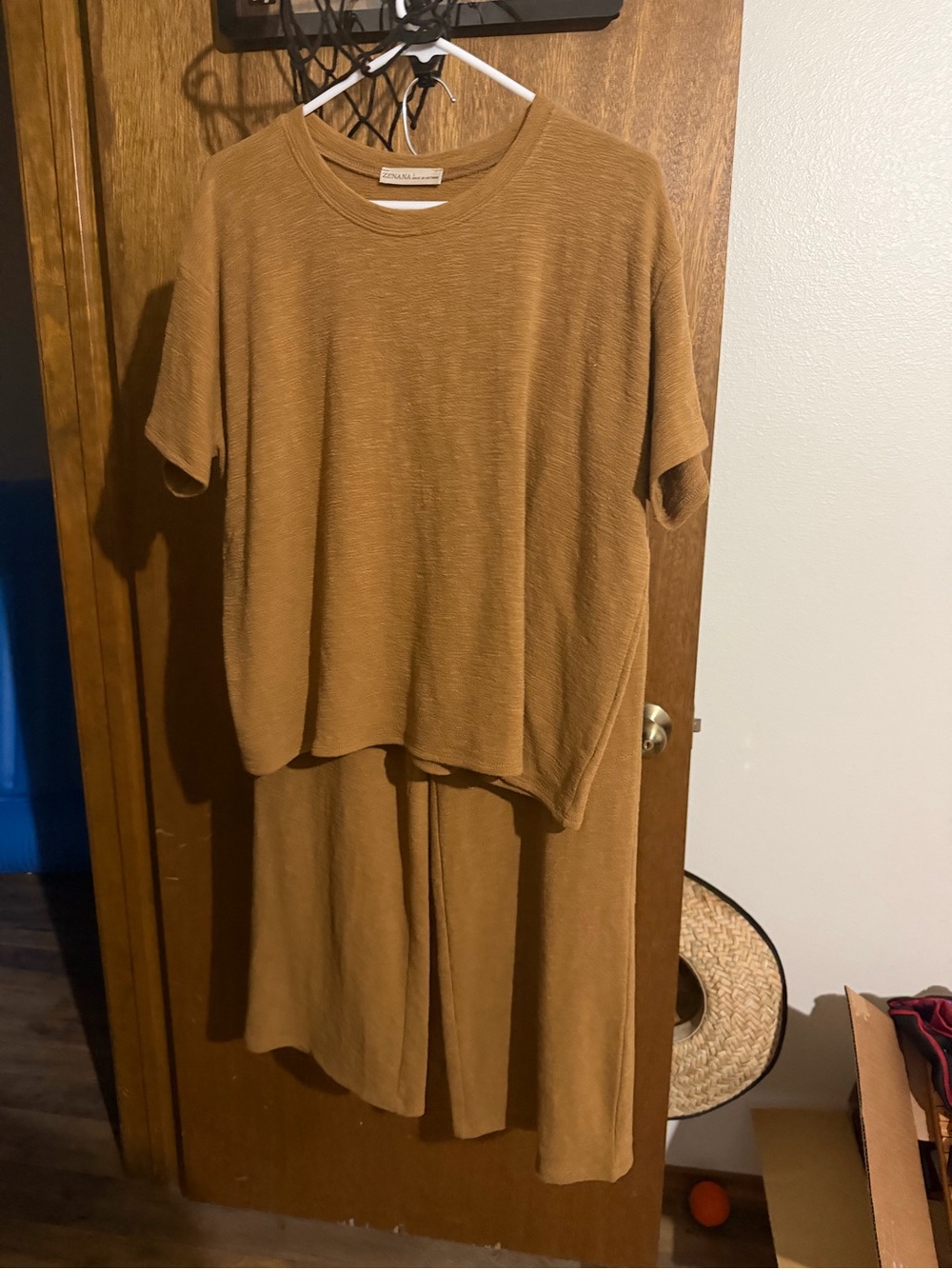 Zenana Outfitters Short Sleeve Top in Camel Brown